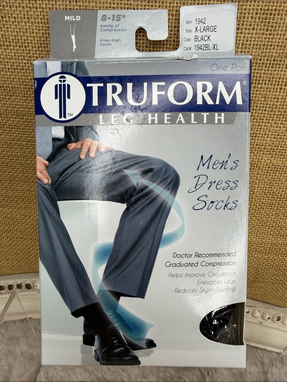 Truform Men's Dress Compression Socks in Black